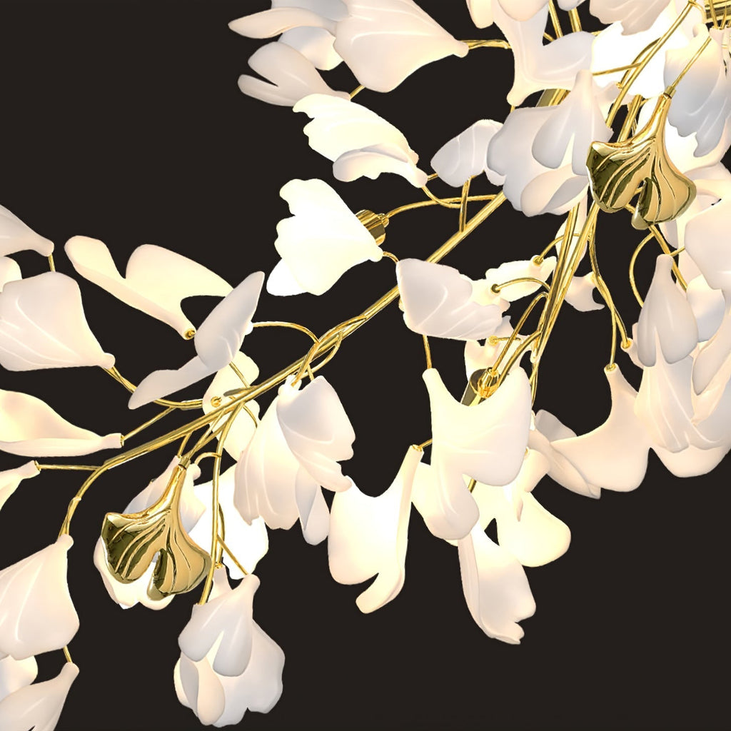 Olivia Ceramic Gingko  Chandelier  Luxury  Hotel Staircase