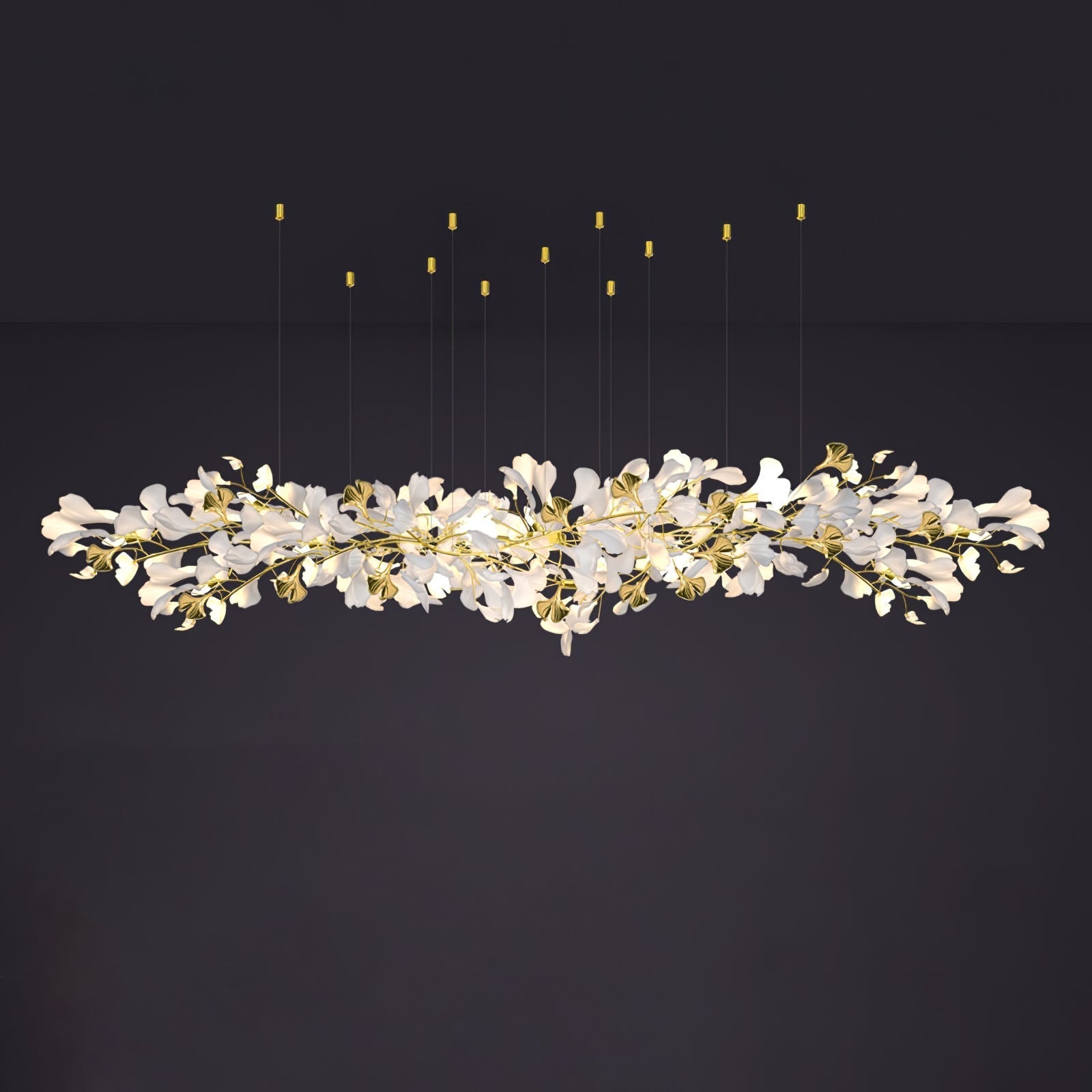 Olivia Ceramic Gingko  Chandelier  Luxury  Hotel Staircase