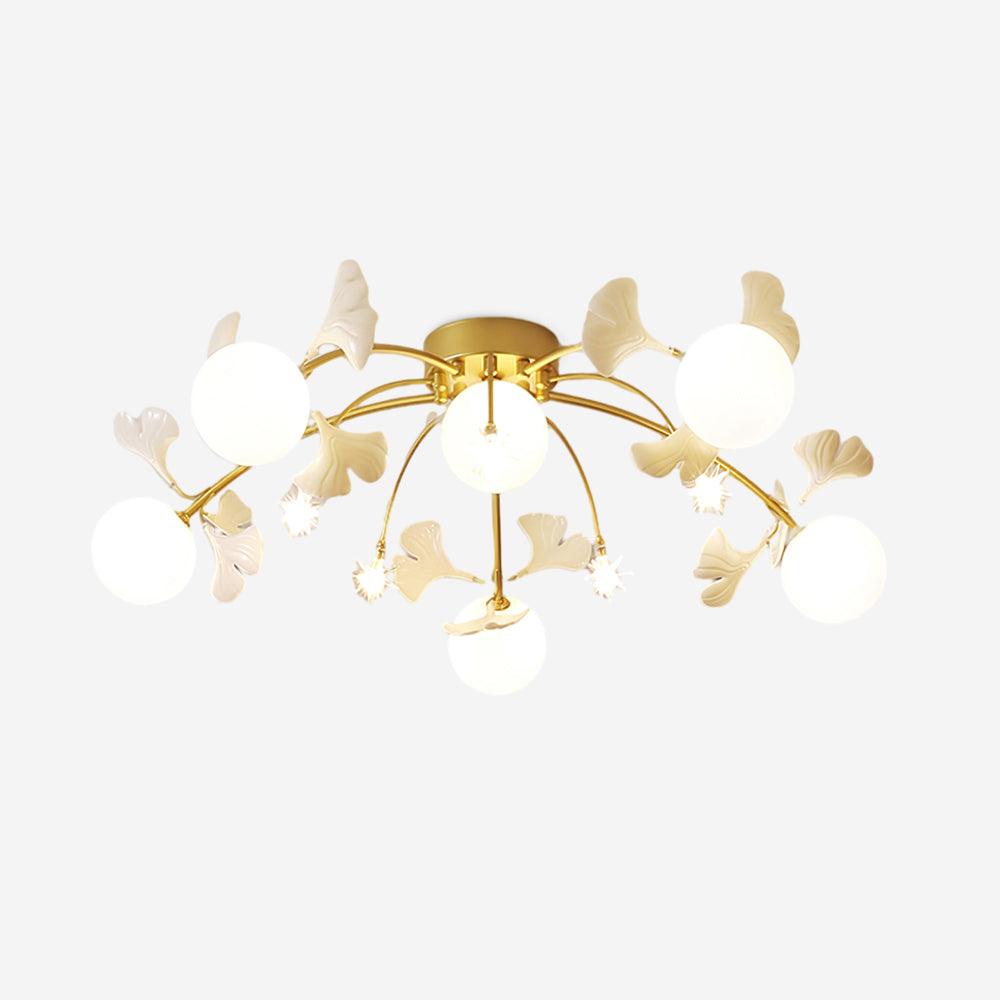 Capiz Gingko Glass Ball Ceiling Light