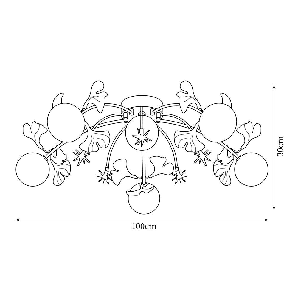 Capiz Gingko Glass Ball Ceiling Light