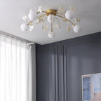 Capiz Gingko Glass Ball Ceiling Light