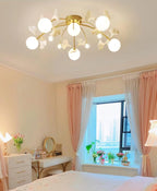 Capiz Gingko Glass Ball Ceiling Light
