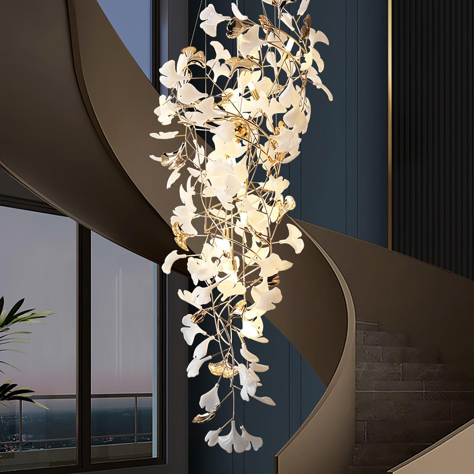 Olivia Ceramic Gingko Cascading Chandelier