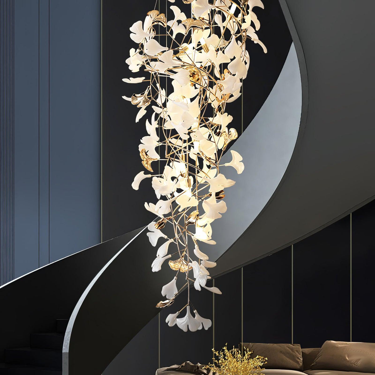 Olivia Ceramic Gingko Cascading Chandelier