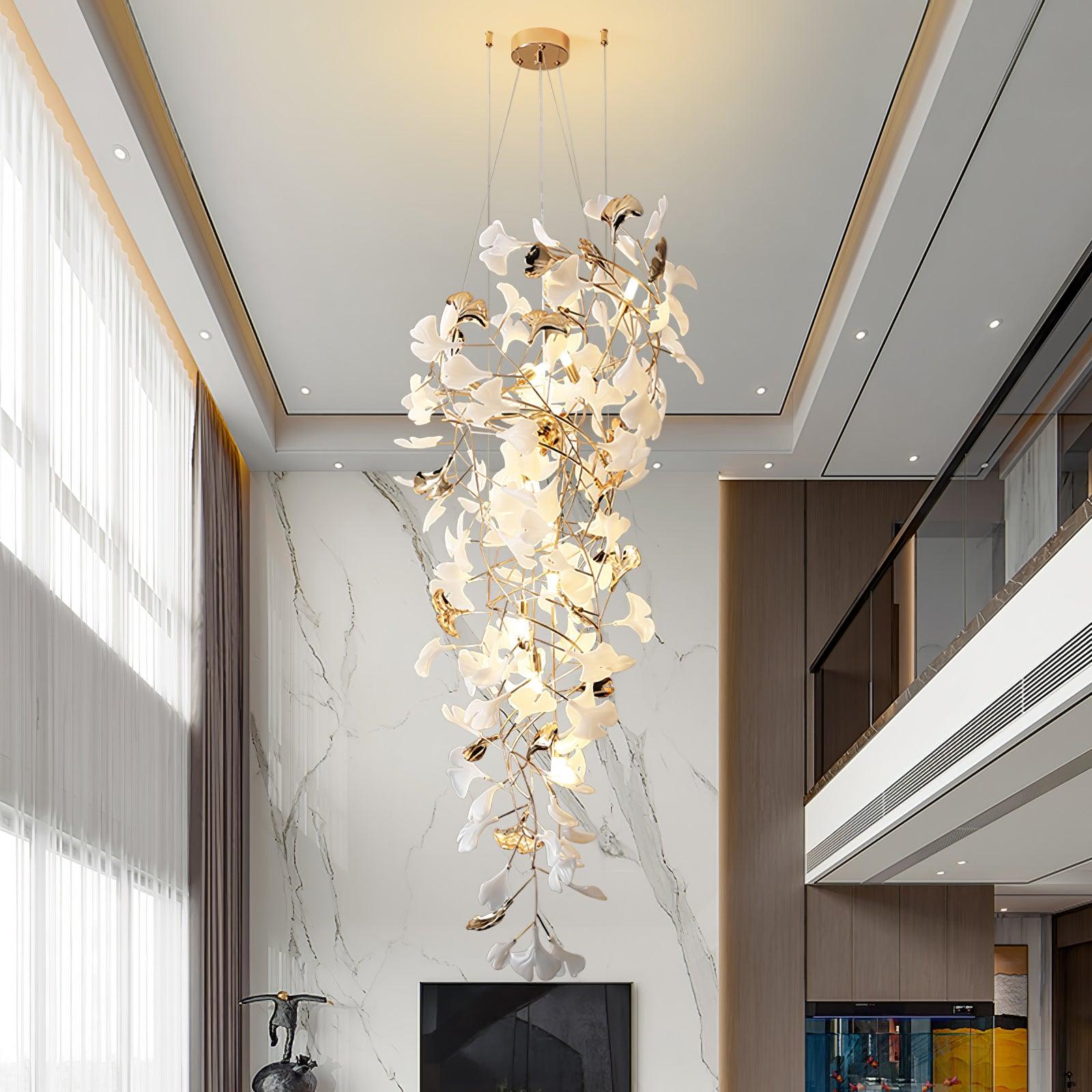 Olivia Ceramic Gingko Cascading Chandelier