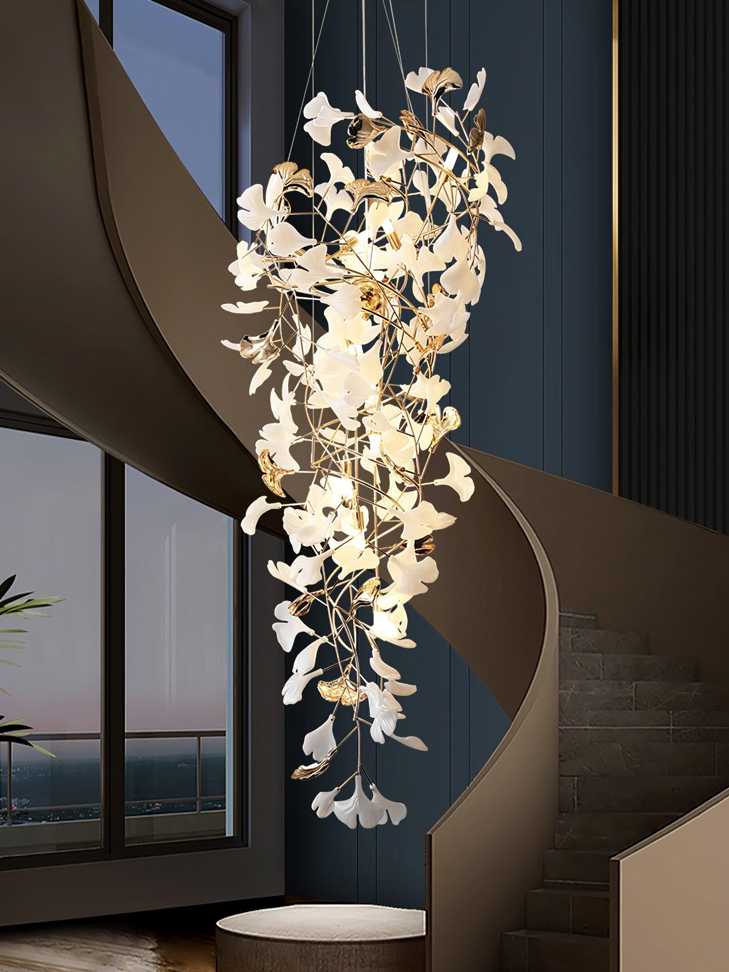 Olivia Ceramic Gingko Cascading Chandelier