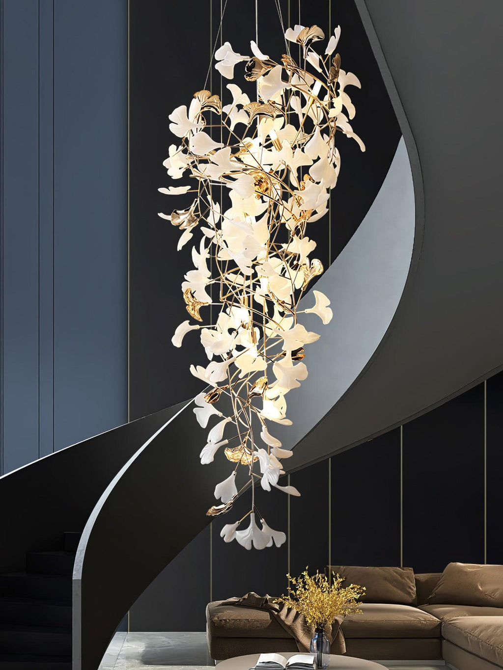 Olivia Ceramic Gingko Cascading Chandelier