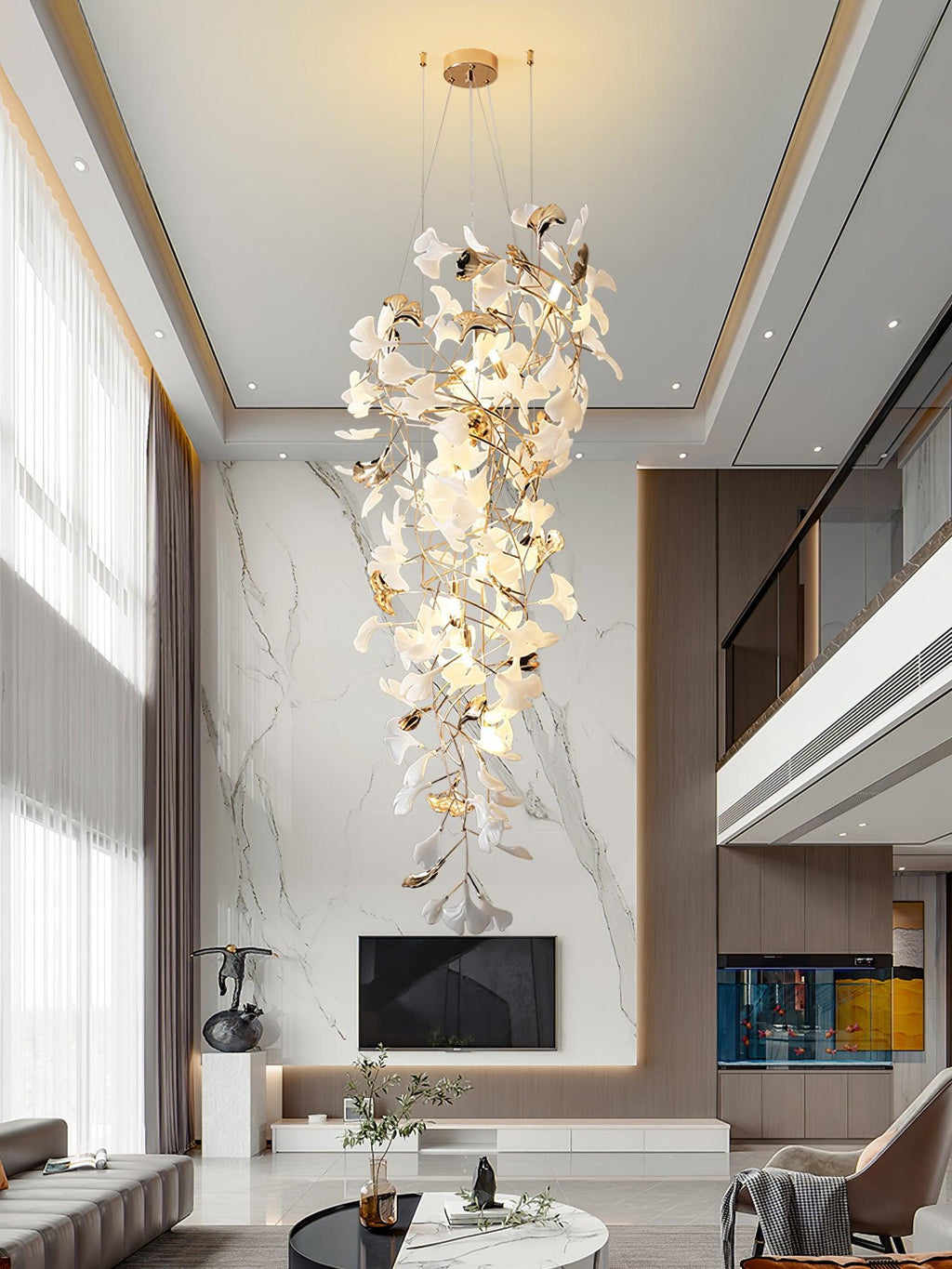 Olivia Ceramic Gingko Cascading Chandelier