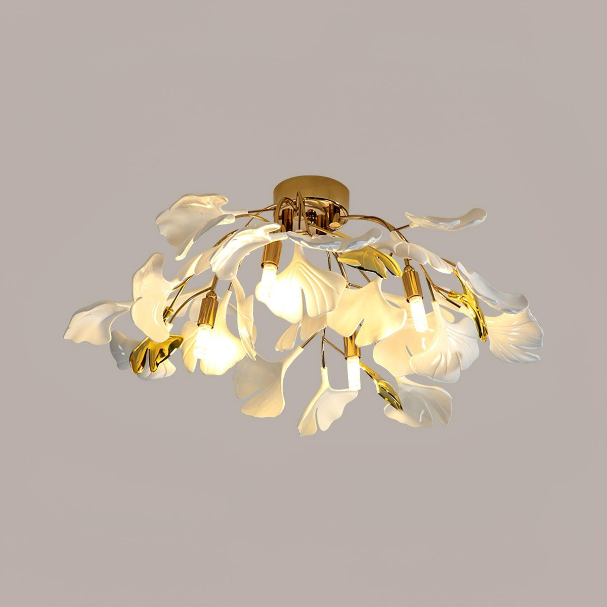 Solara Ceiling Lamp Gingko Leaves with Brass Branch