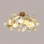 Solara Ceiling Lamp Gingko Leaves with Brass Branch