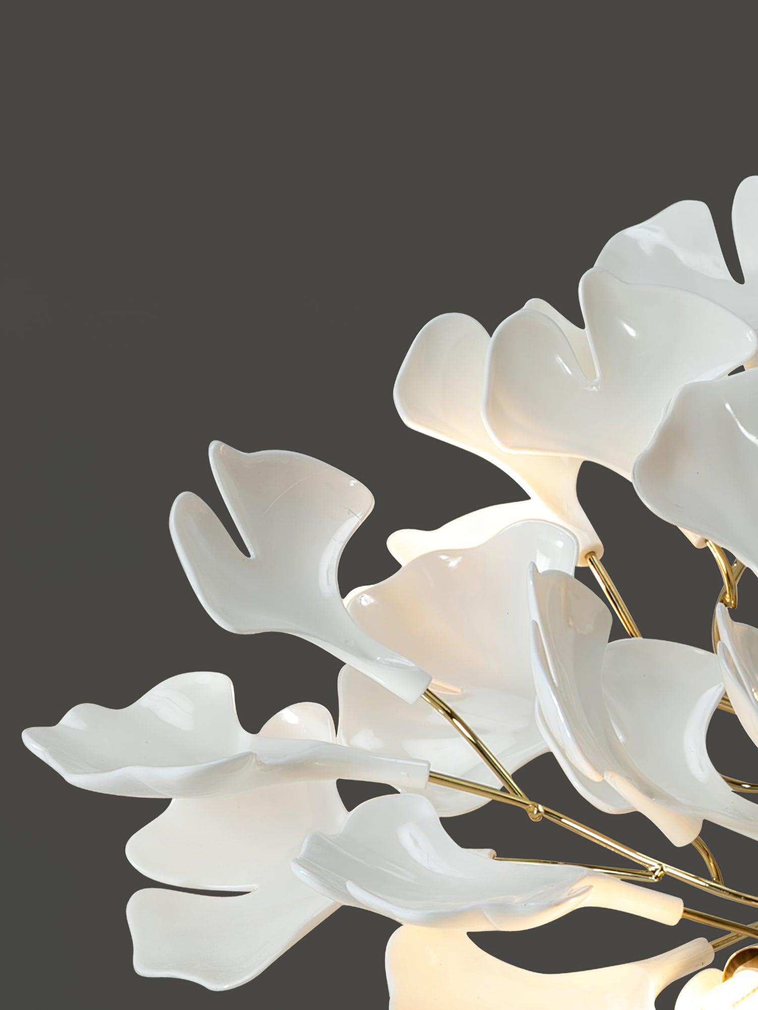 Solara Ceiling Lamp Gingko Leaves with Brass Branch