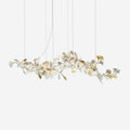 Chandelier Frame Ceramic Gingko Leaf Shade White Gold Modern