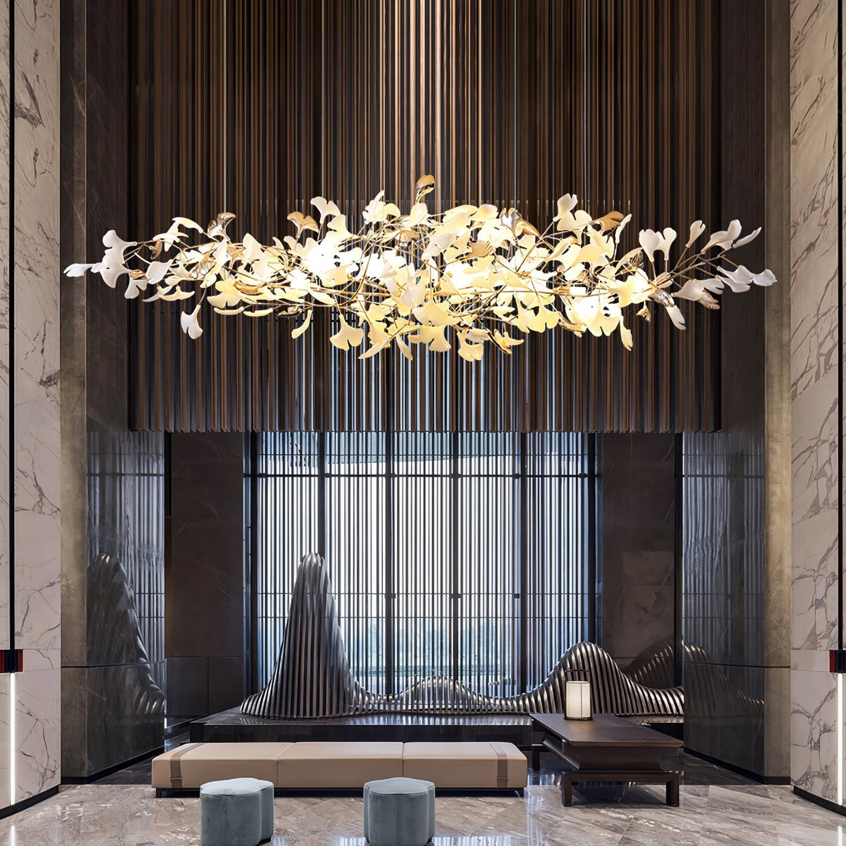 Unoryra Postmodern Luxury Ginkgo Cloud Ceramics Chandelier