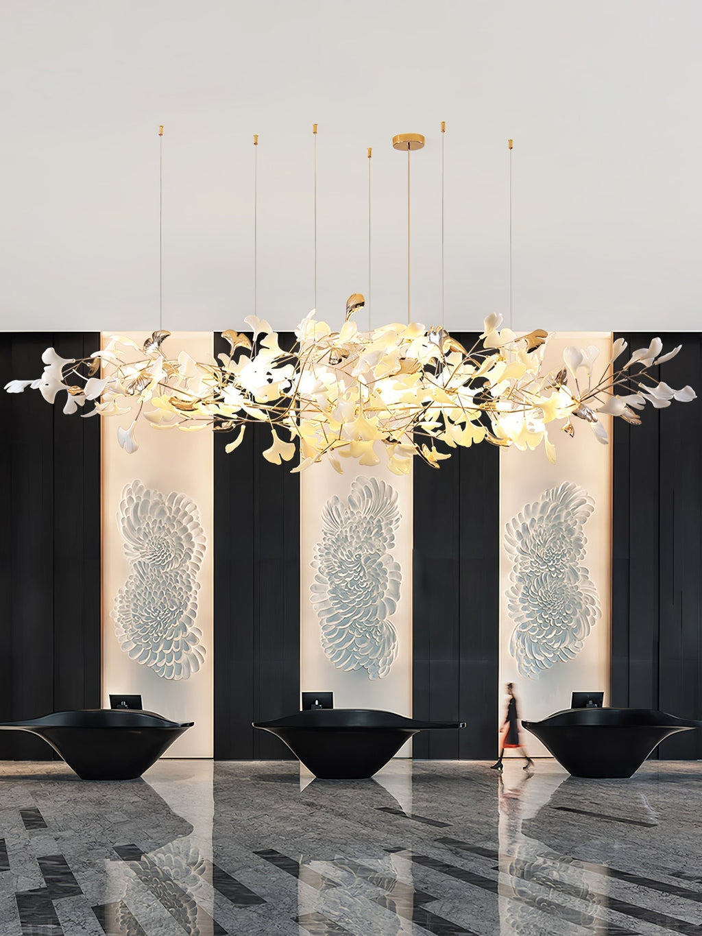 Unoryra Postmodern Luxury Ginkgo Cloud Ceramics Chandelier