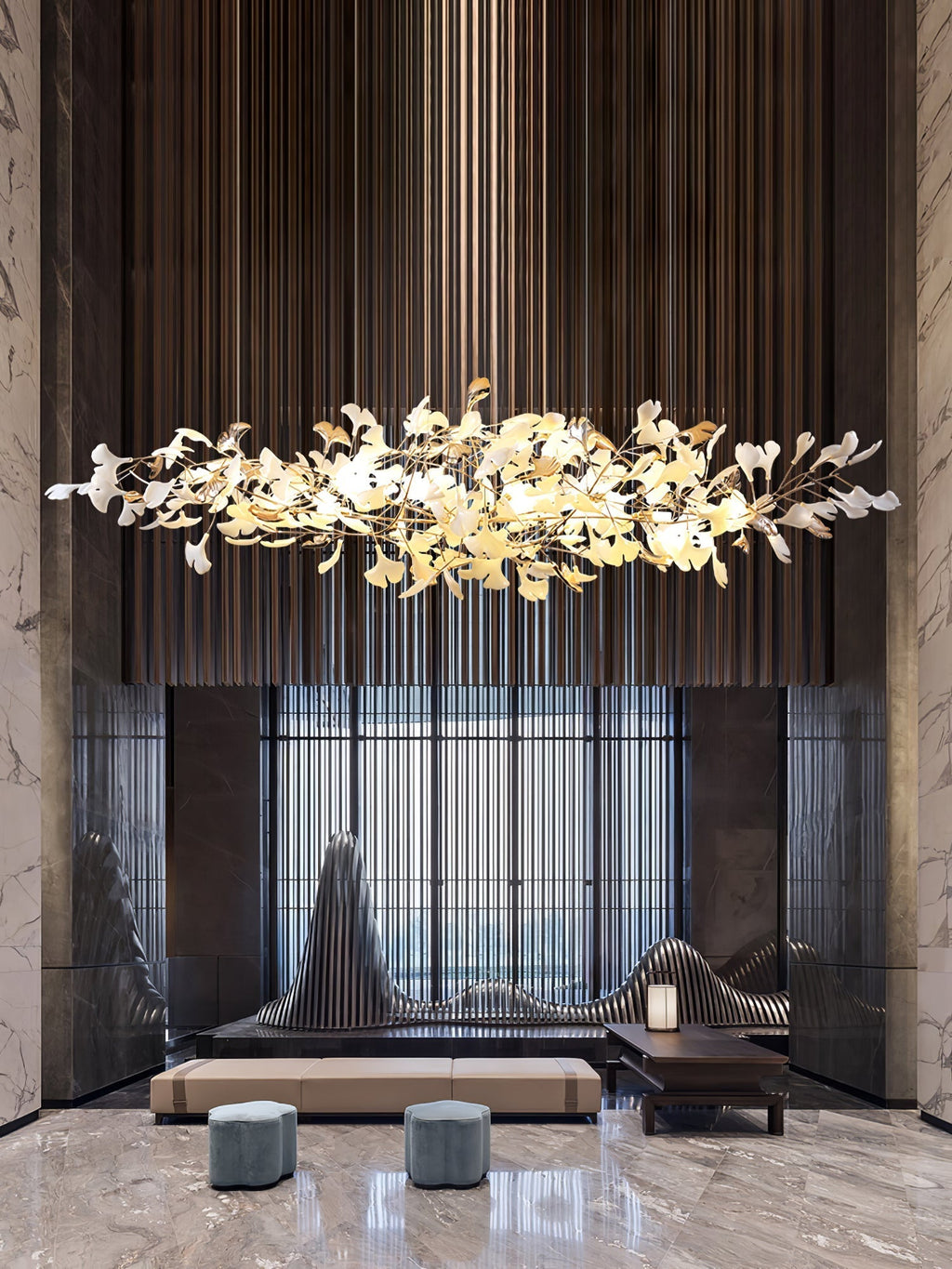 Unoryra Postmodern Luxury Ginkgo Cloud Ceramics Chandelier