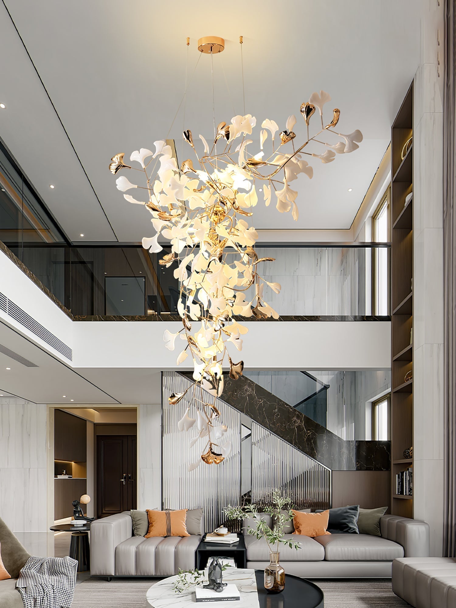 Olivia Ceramic Gingko Chandelier  Tip Flying