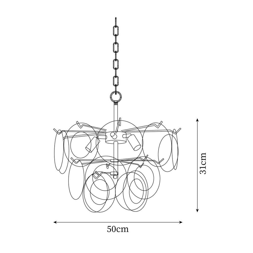 Gino Chandelier Glass Brass Caramel Modern
