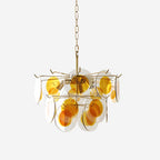 Gino Chandelier Glass Brass Caramel Modern