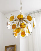 Gino Chandelier Glass Brass Caramel Modern