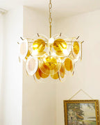 Gino Chandelier Glass Brass Caramel Modern