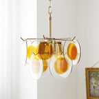 Gino Chandelier Glass Brass Caramel Modern