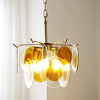 Gino Chandelier Glass Brass Caramel Modern