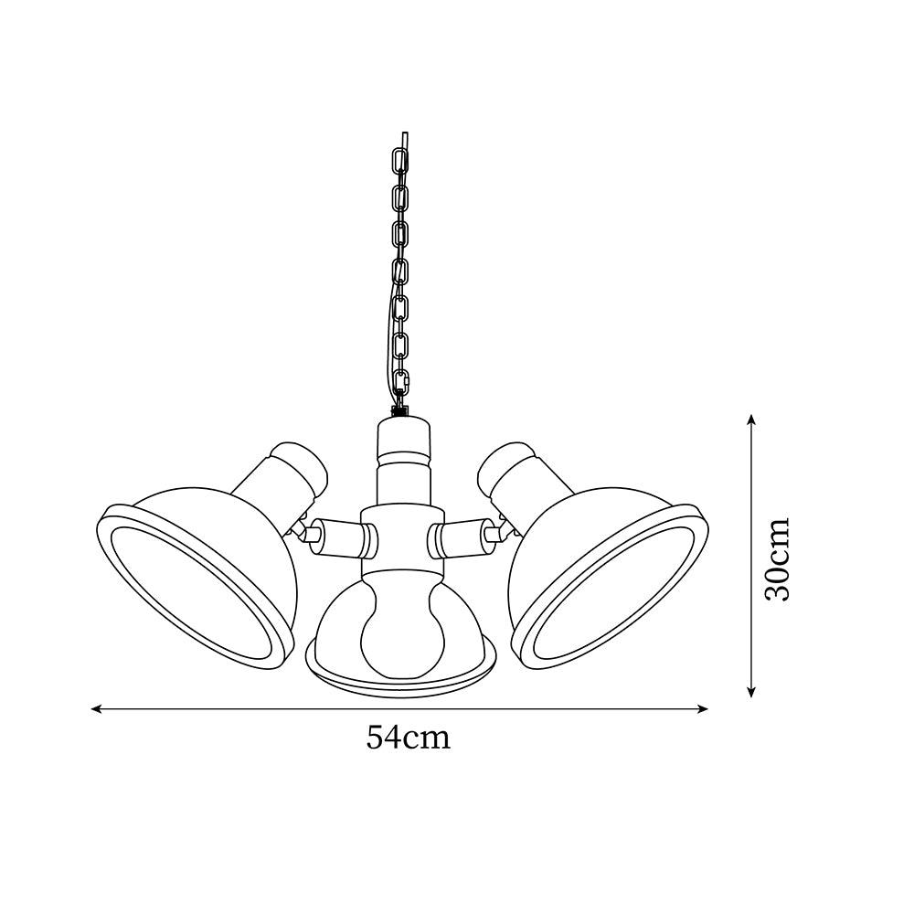 Girona Chandelier Adjustable Triple-Arm Glass