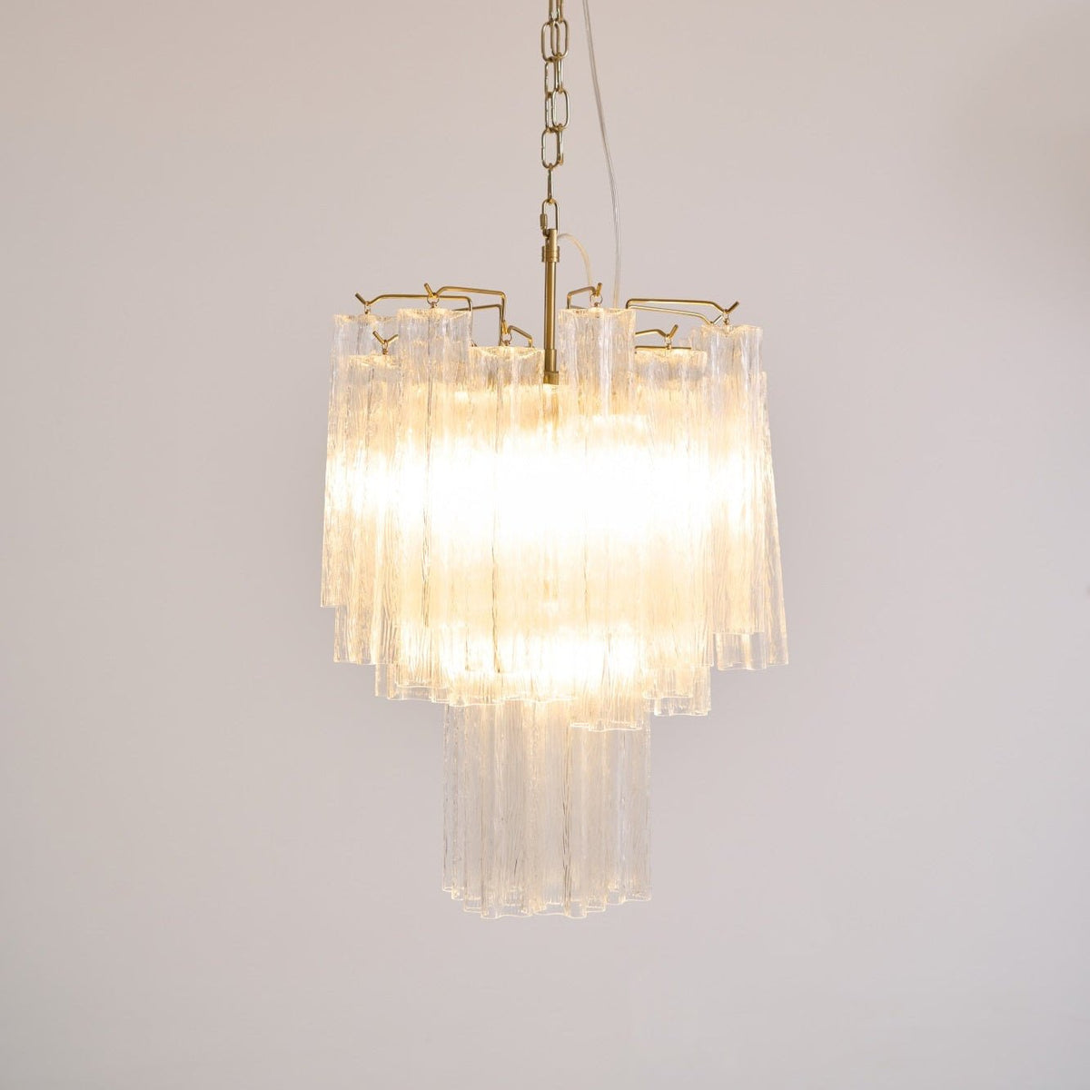 Aurora Chandelier Clear Murano Glass Tube Tiered Modern