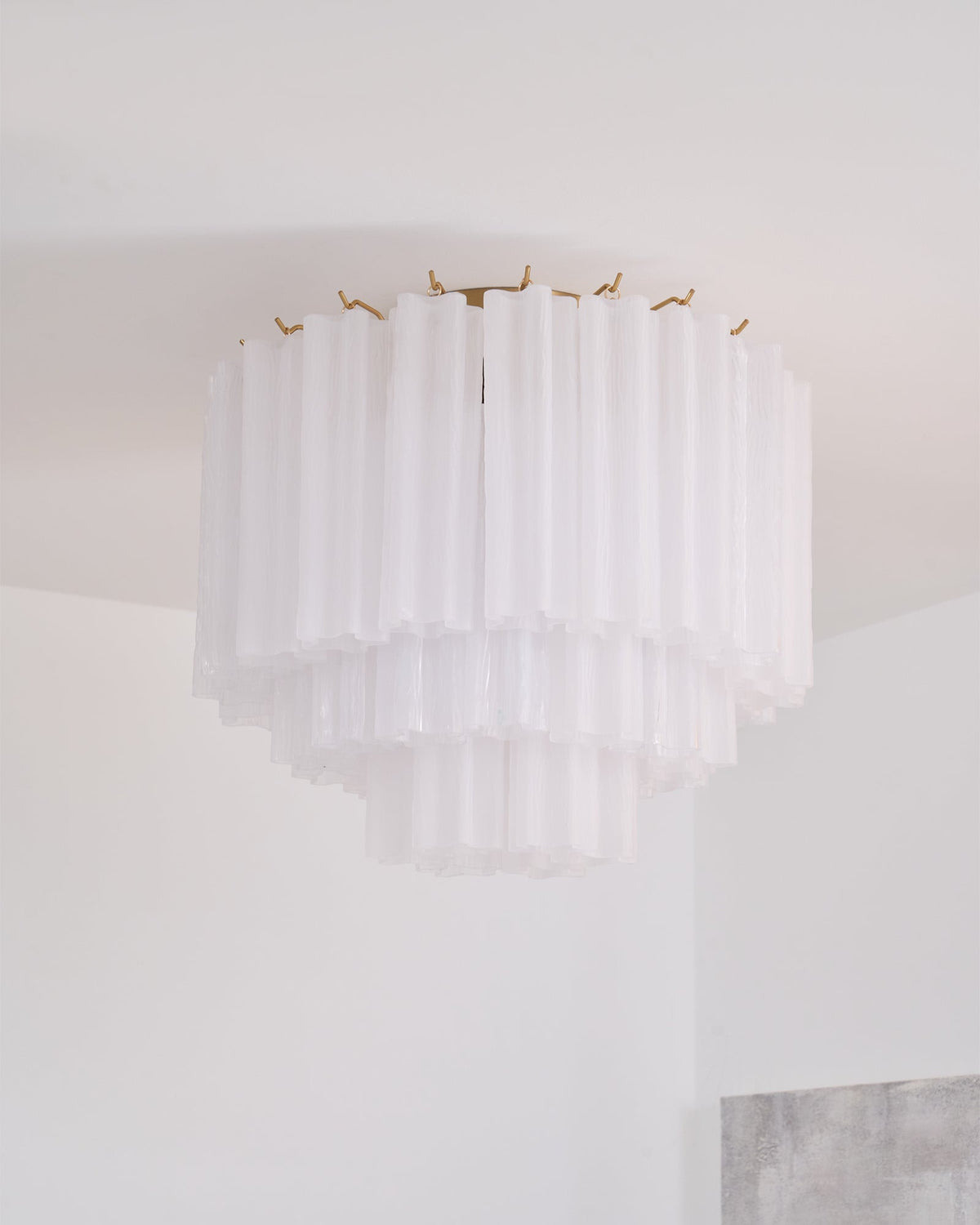 Aurora Ceiling Lamp White Murano Glass Layered Elegant Modern