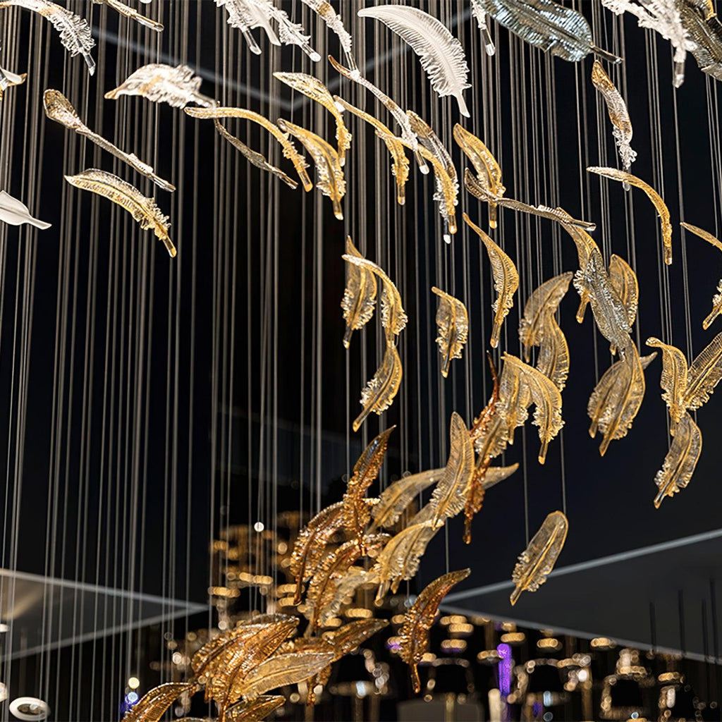 Aetherial Glass Leaf Chandelier