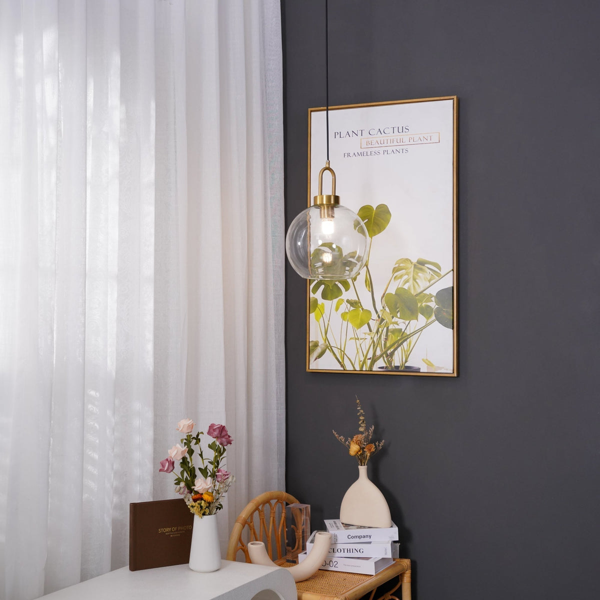 Solara Pendant Lamp Frosted Glass Swag Adjustable