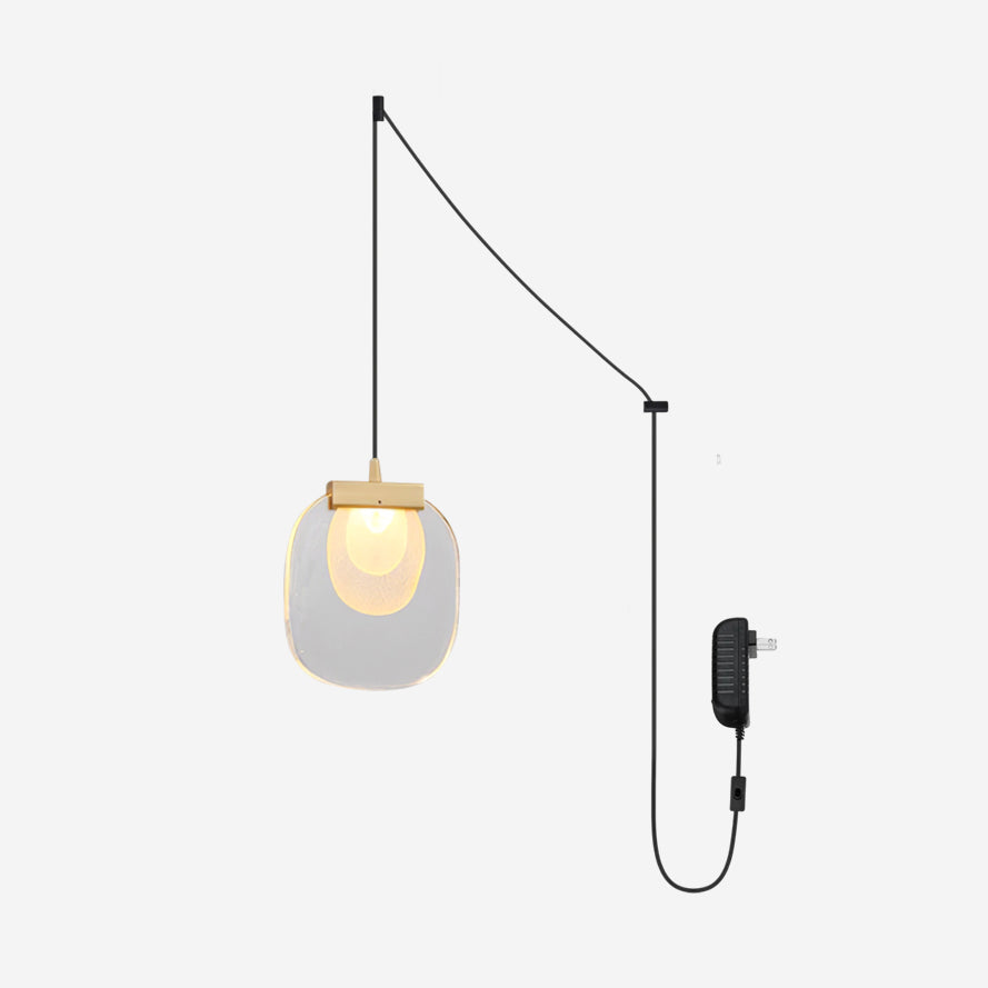 Pendant Lamp Ripple Glass Shade Gold Accent Scandinavian LED