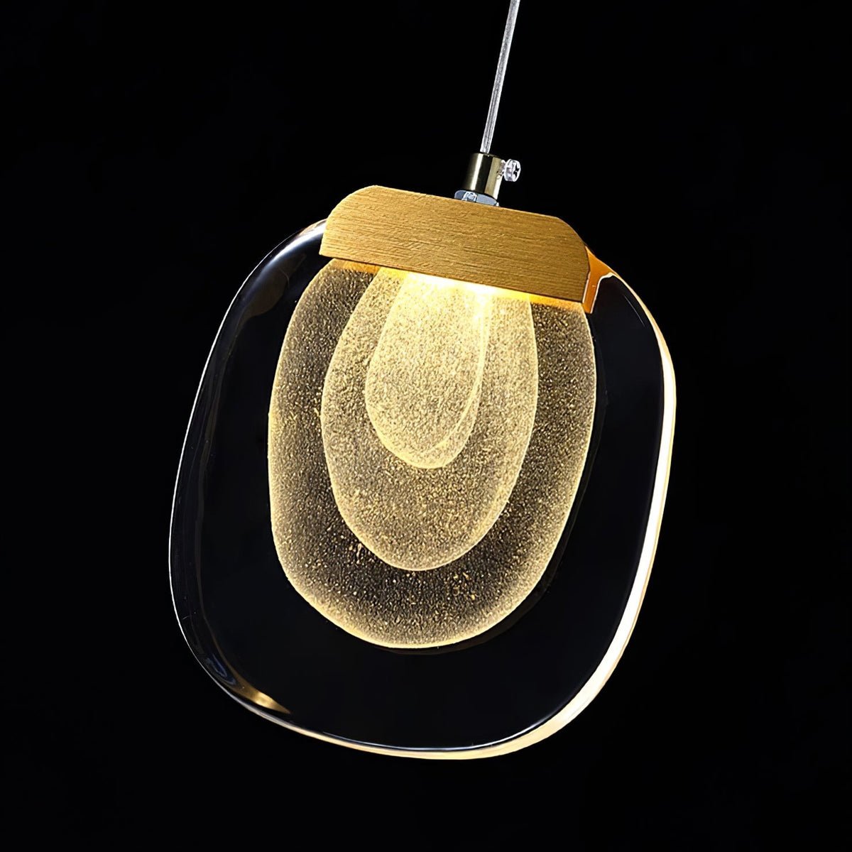 Pendant Lamp Ripple Glass Shade Gold Accent Scandinavian LED