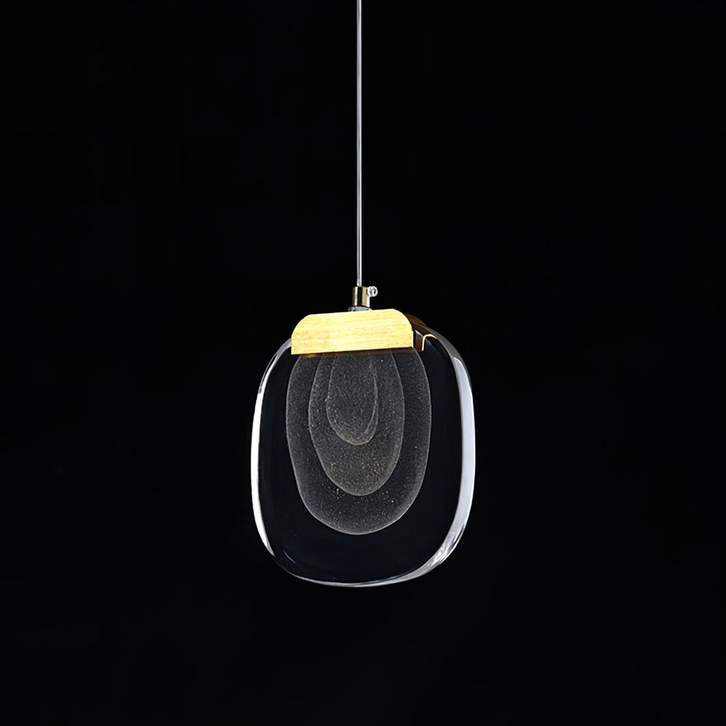 Pendant Lamp Ripple Glass Shade Gold Accent Scandinavian LED