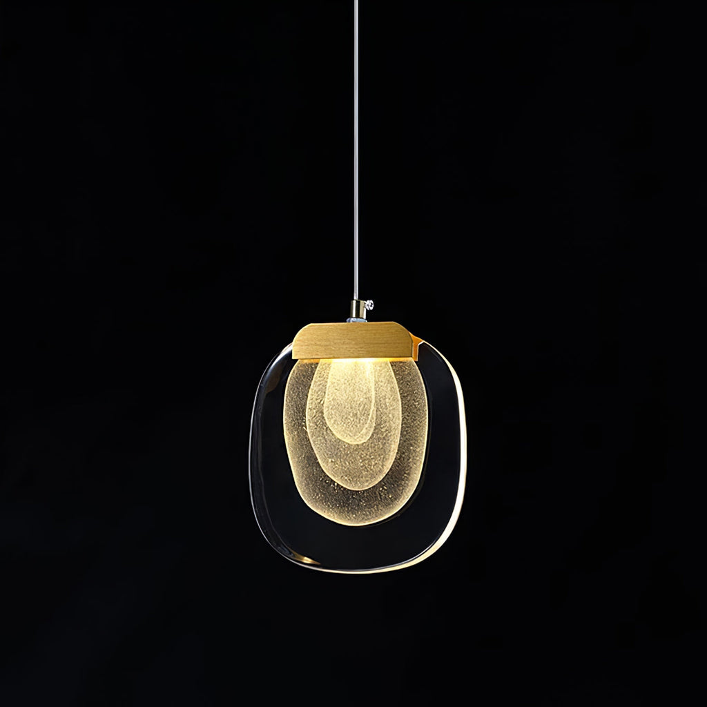 Pendant Lamp Ripple Glass Shade Gold Accent Scandinavian LED