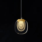 Pendant Lamp Ripple Glass Shade Gold Accent Scandinavian LED