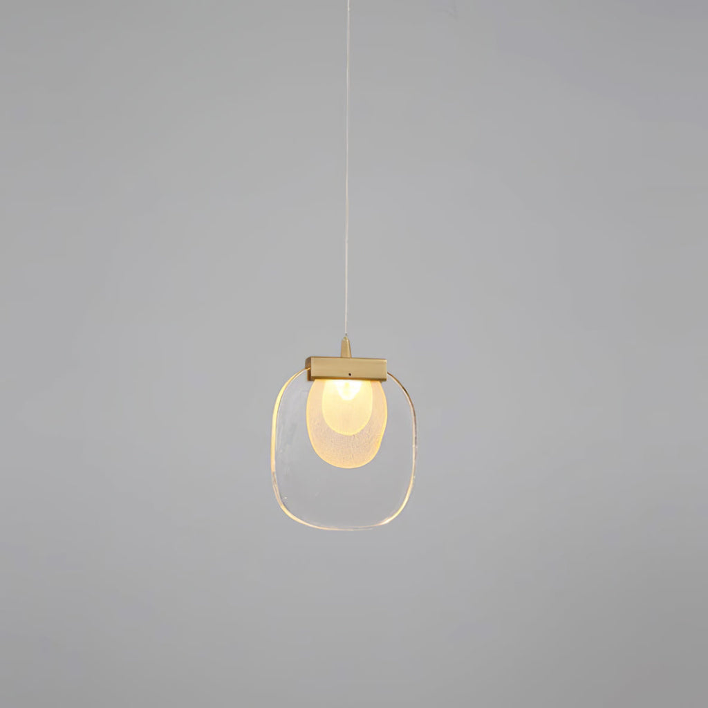 Pendant Lamp Ripple Glass Shade Gold Accent Scandinavian LED