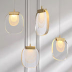 Pendant Lamp Ripple Glass Shade Gold Accent Scandinavian LED