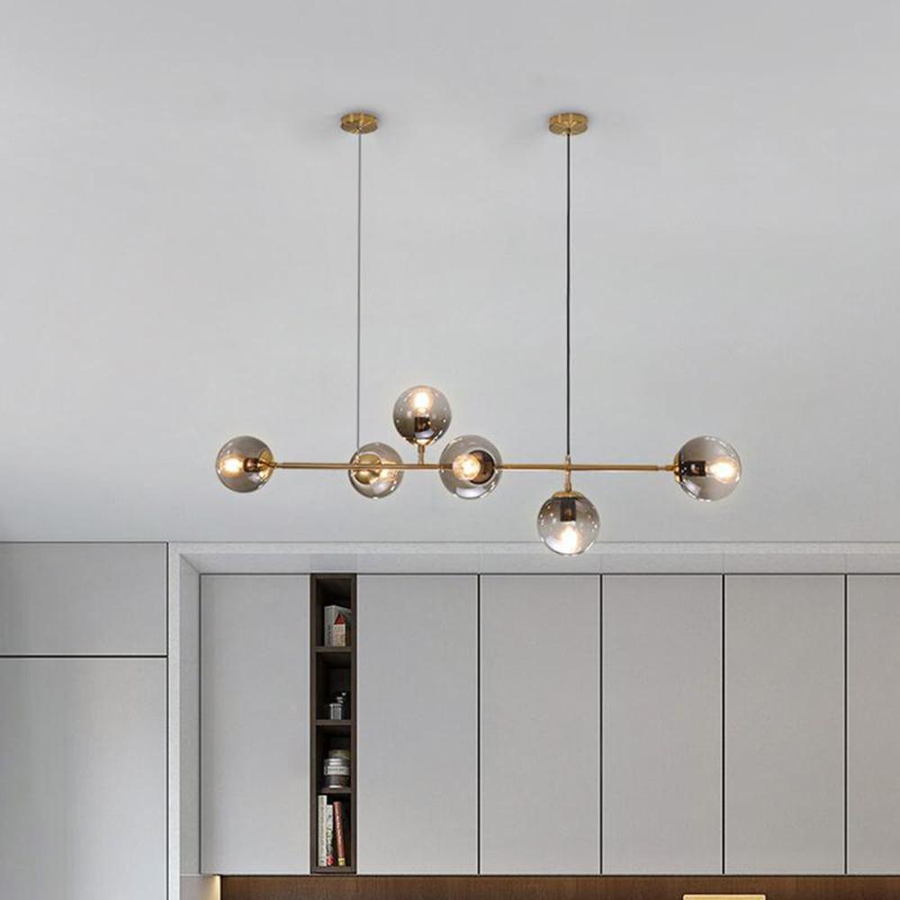 Lustra Pendant Lamp Orb Brass Glass for Living Room