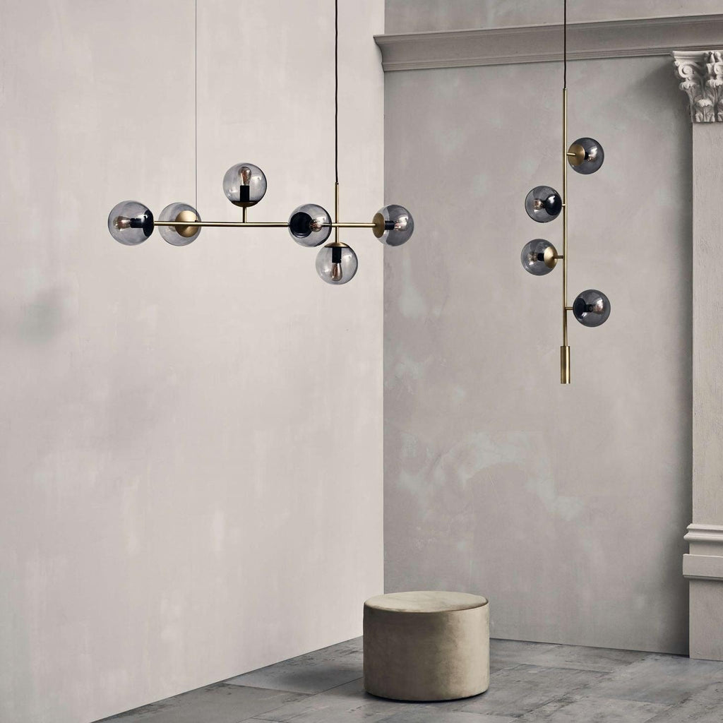 Lustra Pendant Lamp Orb Brass Glass for Living Room