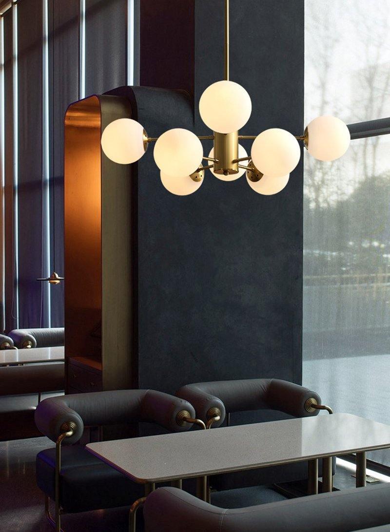 Lustra Chandelier Brass Opal Glass