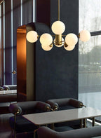 Lustra Chandelier Brass Opal Glass