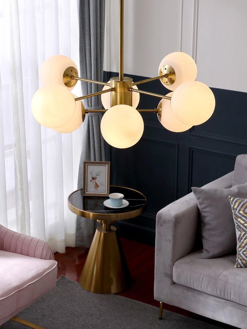 Lustra Chandelier Brass Opal Glass