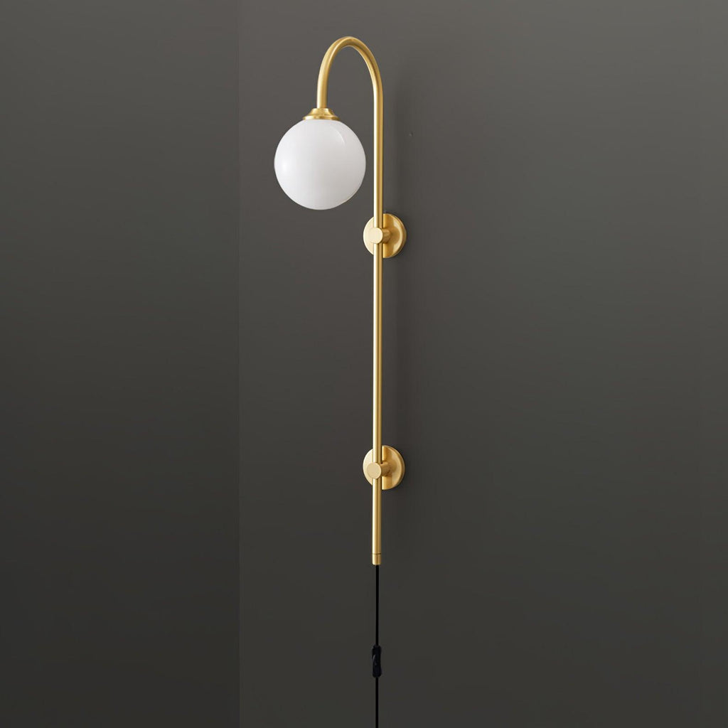 Evshaia Premium Elegance Globe Plug-in Brass Glass Sconce Wall lamp