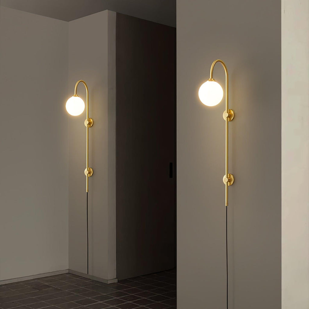Evshaia Premium Elegance Globe Plug-in Brass Glass Sconce Wall lamp