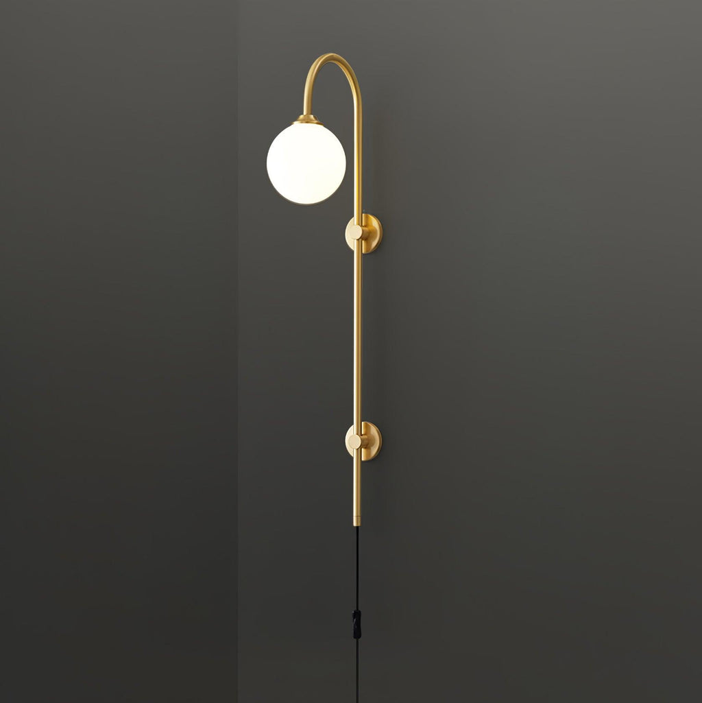 Evshaia Premium Elegance Globe Plug-in Brass Glass Sconce Wall lamp