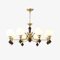 Lustra Chandelier Wood & Brass Globe Orb