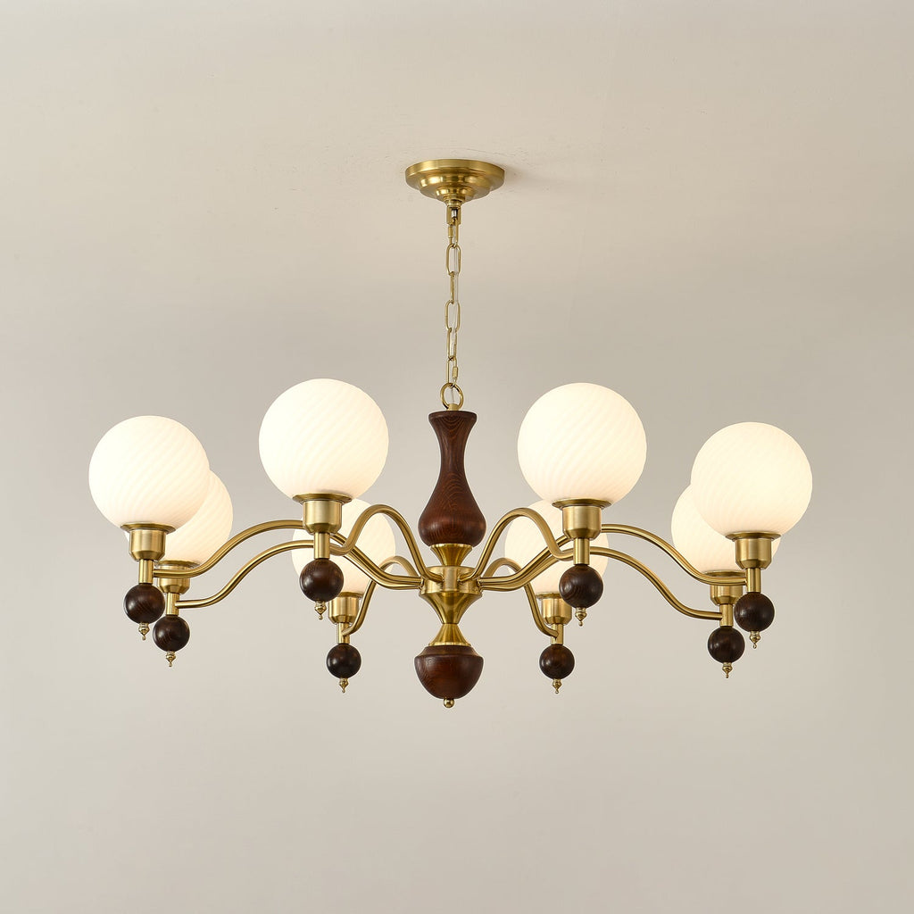 Aurora Globe Orb Walnut Chandelier