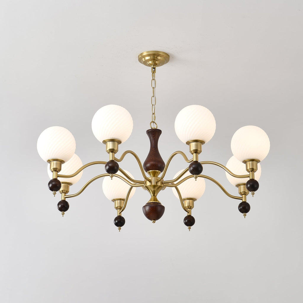 Aurora Globe Orb Walnut Chandelier