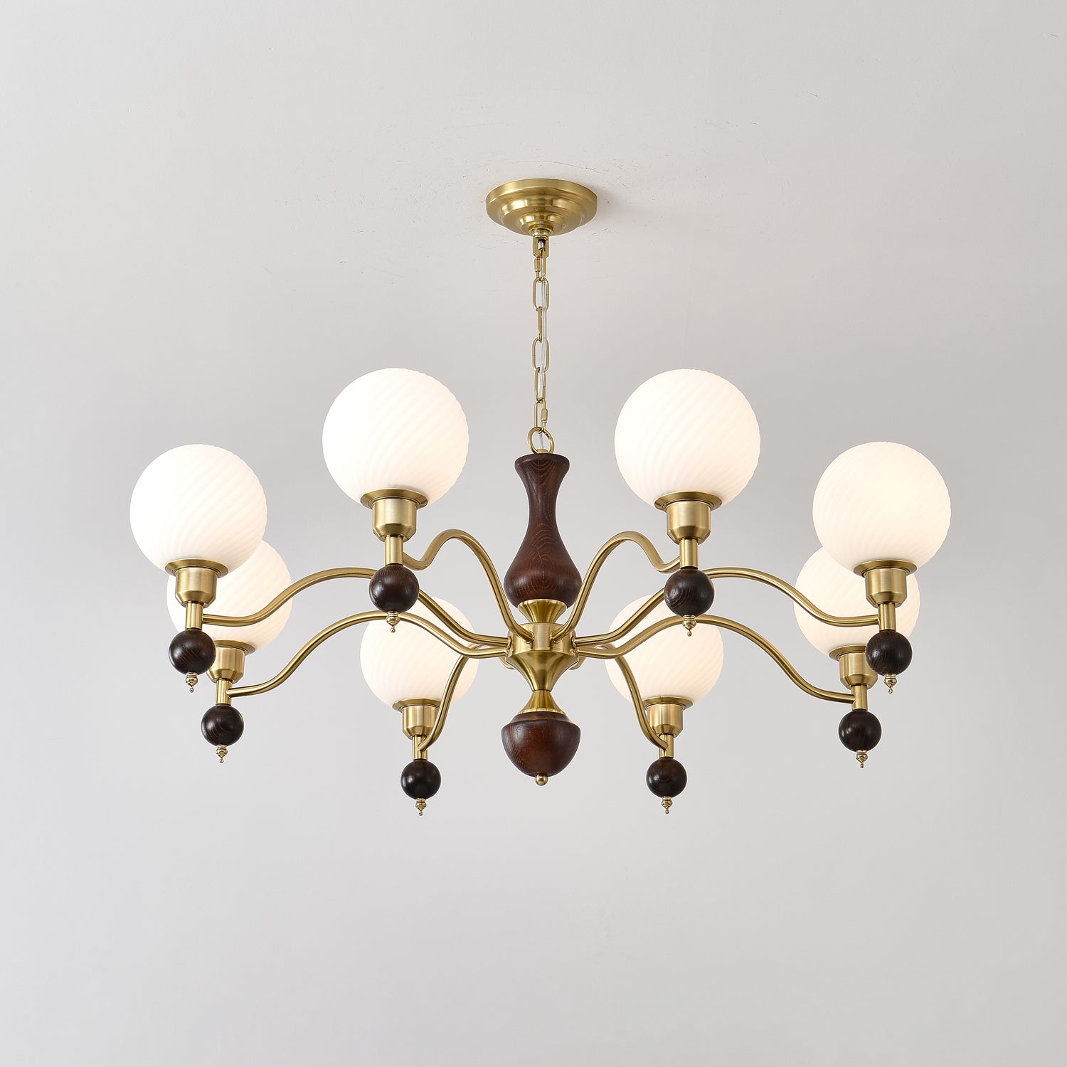 Aurora Globe Orb Walnut Chandelier
